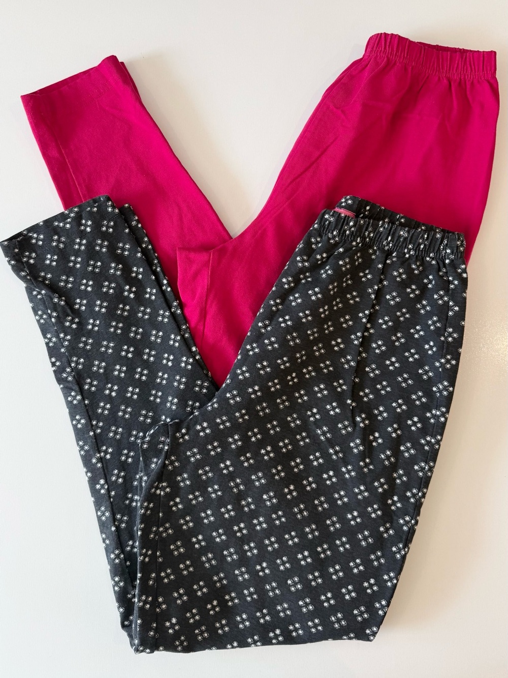 Woman Within Two-Pack Leggings in Hot Pink and Black Pattern